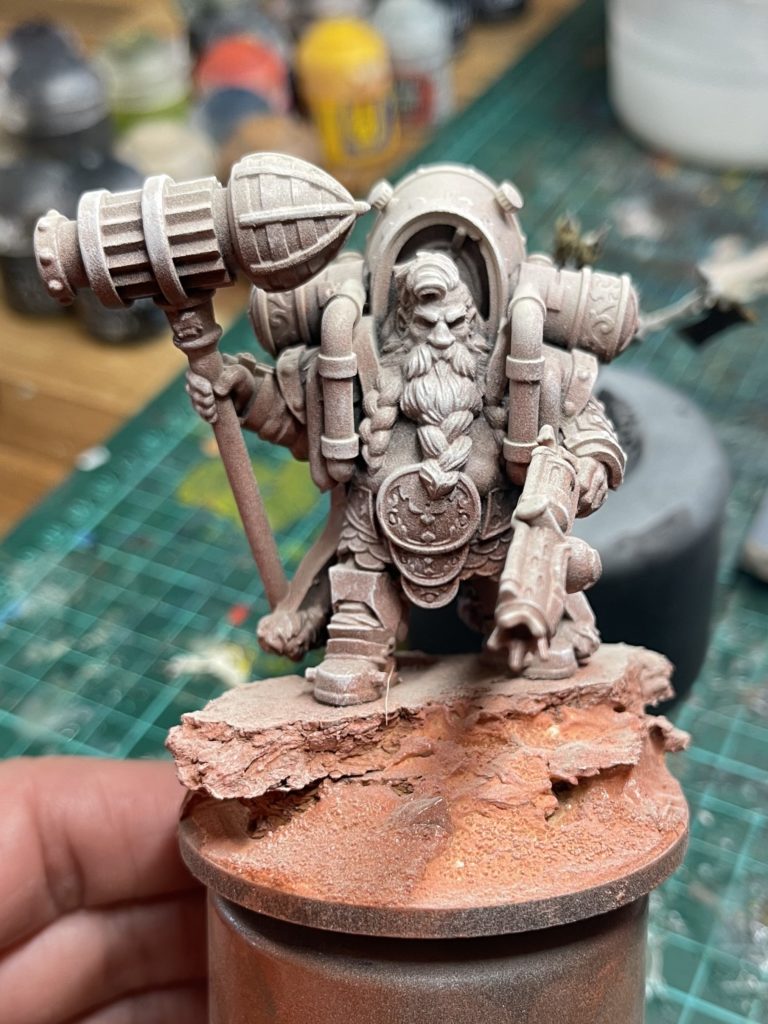 Step 2b — primed and dry brushed