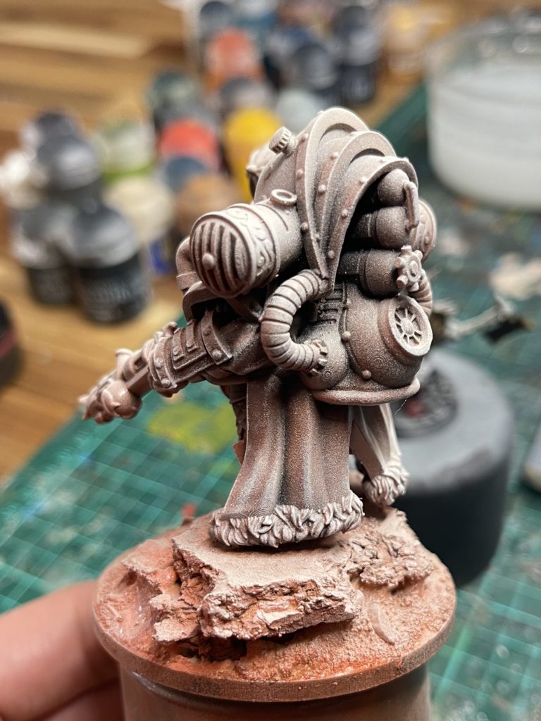 Step 2a — primed and dry brushed